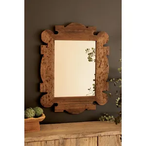 Ornate-Shaped Reclaimed Wood Framed Mirror 1