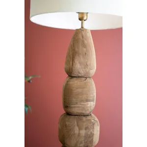 Quad Carved Mango Wood Table Lamp with Fabric Shade 3