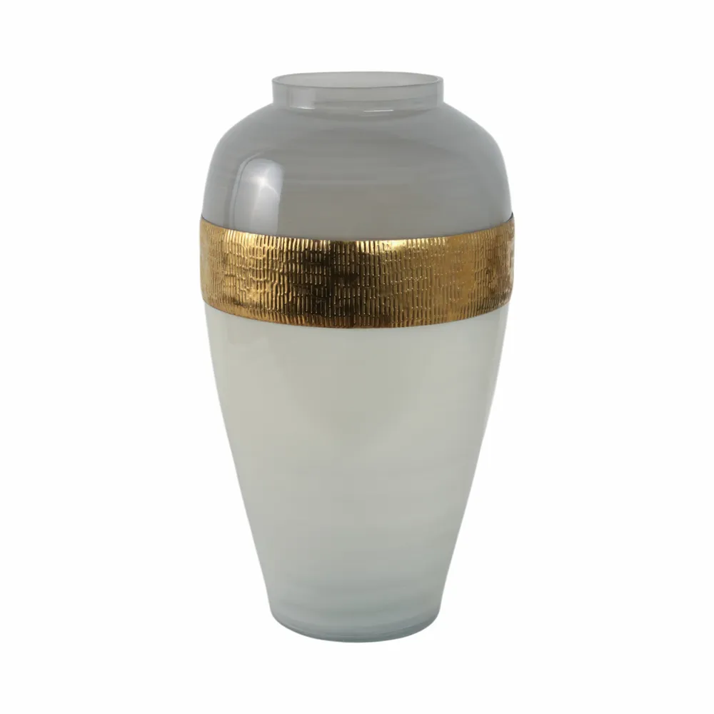 HARKENLAND WHITE GLASS VASE 21 (IN)