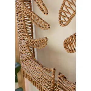 Woven Seagrass and Iron Leaf Wall Panel 2