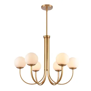 Caroline 32″ Wide 6-Light Chandelier - Brushed Gold 1