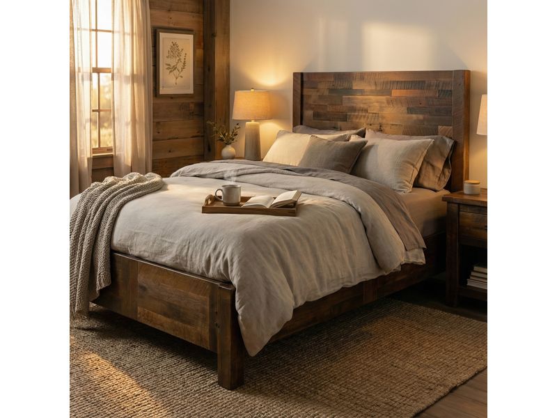 Barnwood Americana Bed with Rail System - Cal King 1