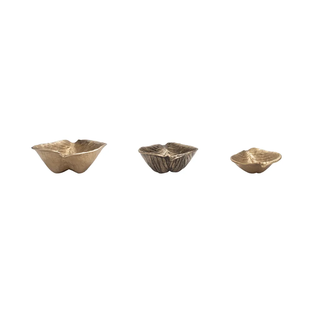 HEATHSHAW SET OF 3 GOLD BOWLS 5 (IN)