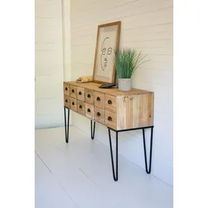Wooden Console with 12 Drawers and Iron Legs 3