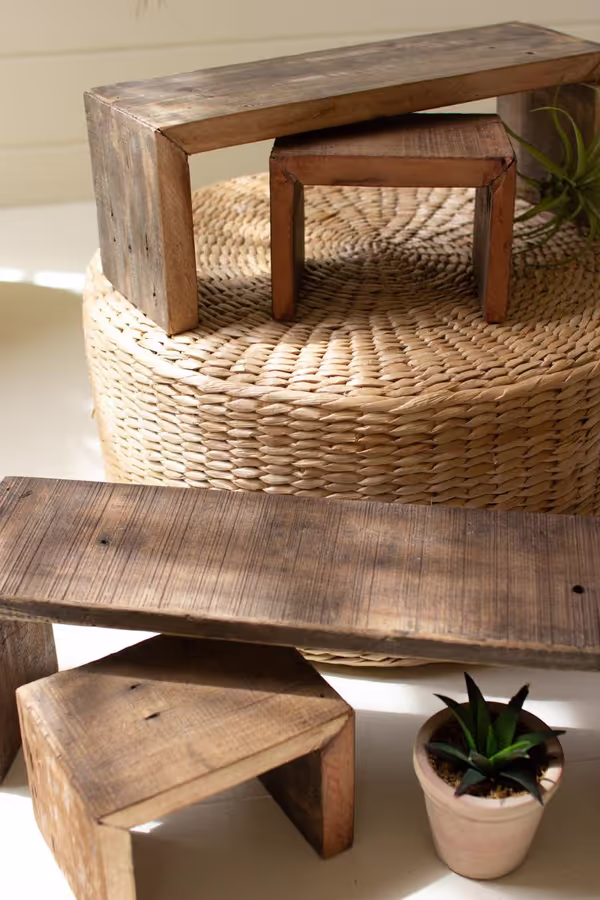 Set of 4 Recycled Wood Nesting Rectangle Risers