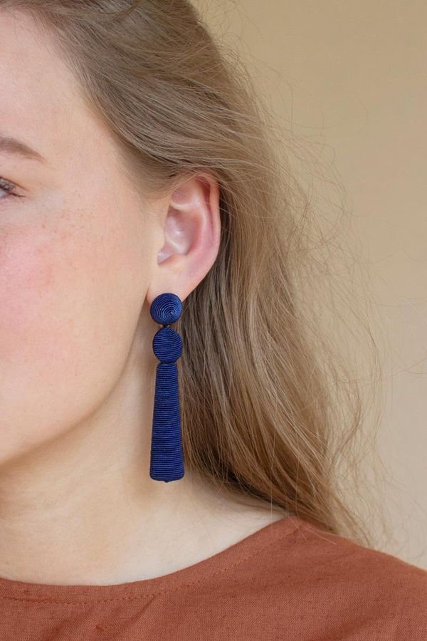 Fabricwrapped Earrings / Cobalt
