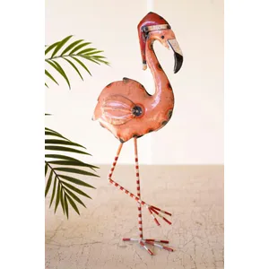 Recycled Painted Metal Christmas Flamingo 1