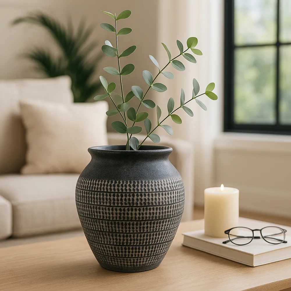 HARKENDALE BLACK VASE 9 (IN)