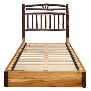 Hickory Log Wagon Wheel Platform Bed - Cal King - Cognac 3