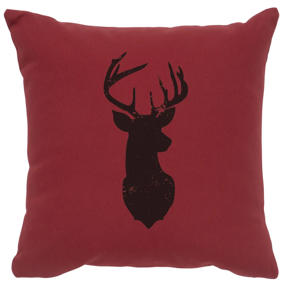 Image Pillow - Deer Silhouette - Cotton Brick