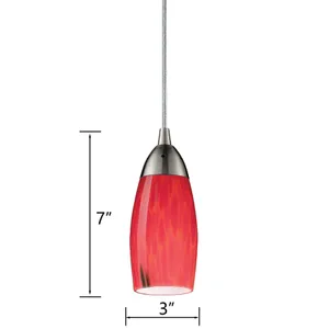 Milan 3'' Wide 1-Light Mini Pendant - Satin Nickel with Fire Red Glass 2