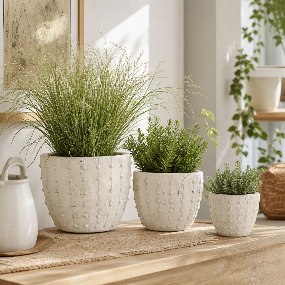EDGEGATE SET OF 3 IVORY PLANTER 8 (IN)
