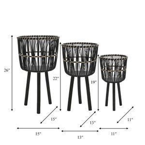 HALFORDBURN SET OF 3 BLACK PLANTER 26 (IN) 7