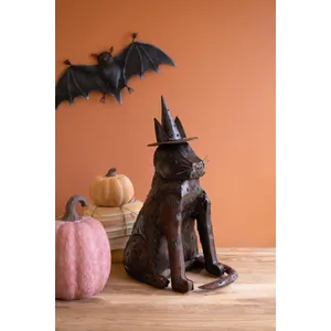Rustic Iron Cat with Witch Hat Luminary 1