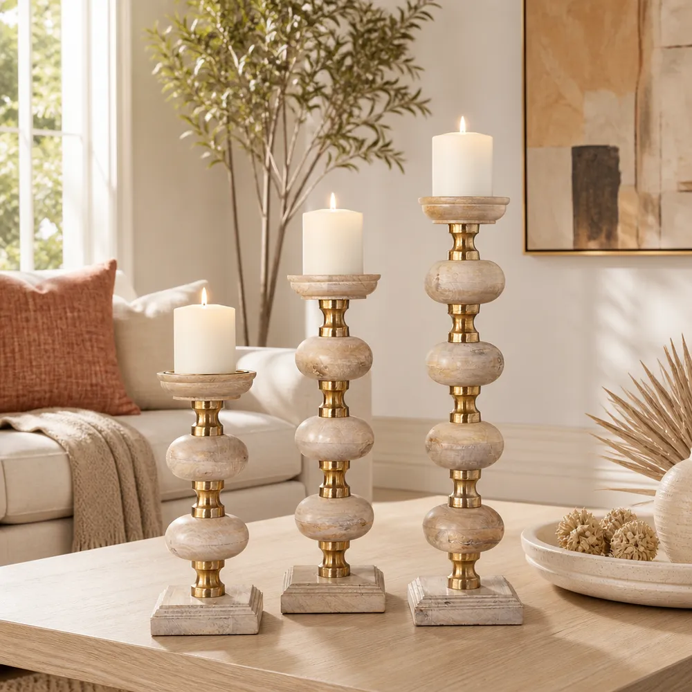 JULIANROSE SET OF 3 BROWN CANDLESTICK 23 (IN)