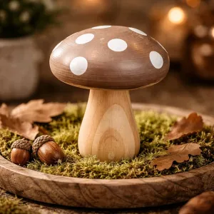Mini Brown Wooden Mushroom 3.5in 1