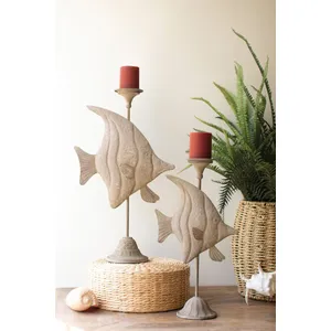 Set of 2 Rustic Fish Candle Holders 1