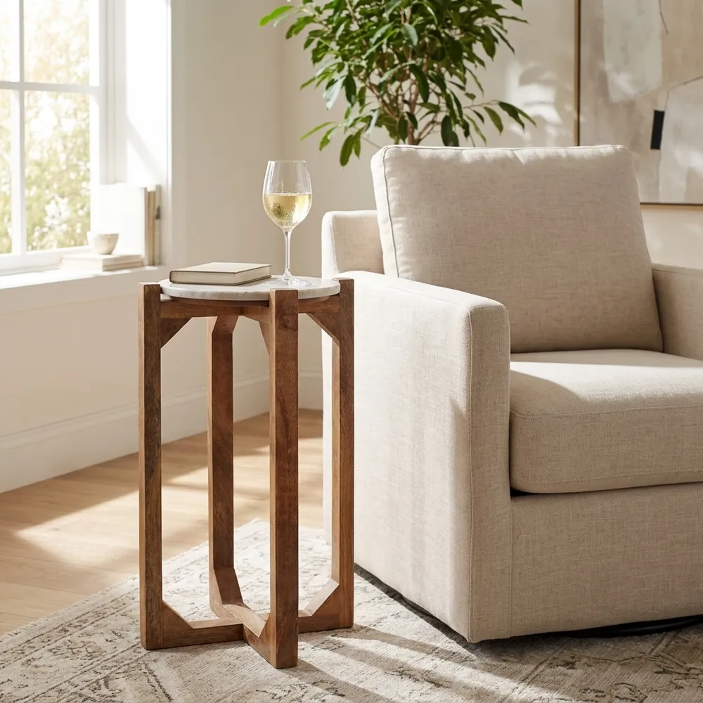 ELWYNOAK IVORY ACCENT TABLE 24 (IN)