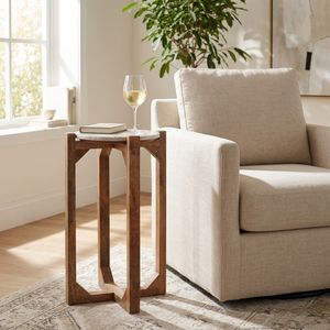 ELWYNOAK IVORY ACCENT TABLE 24 (IN) 2