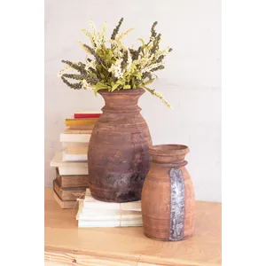 Set of 2 Mango Wood Urns 1