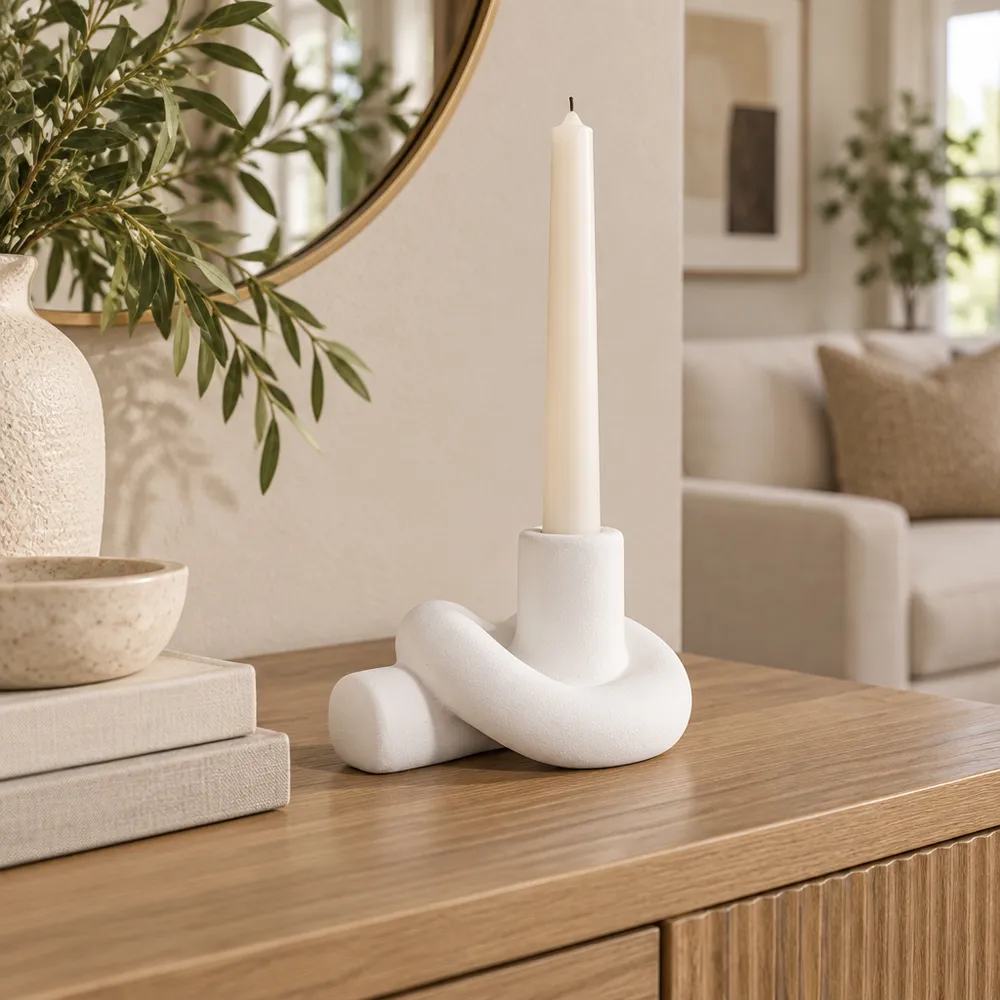 DUNCANCROSS WHITE CANDLE HOLDER 4 (IN)