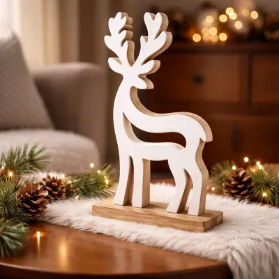 White Enamel Deer 13x8in