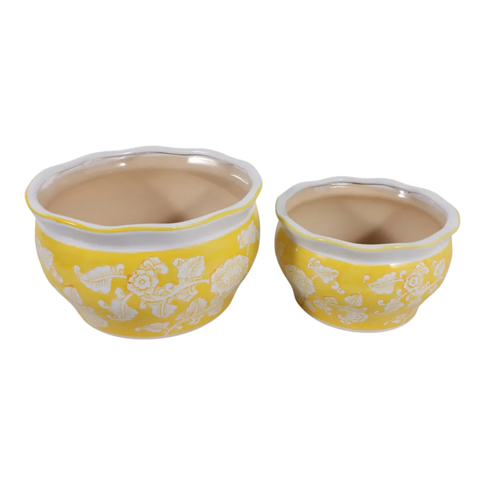 HENLEYDALE SET OF 2 YELLOW PLANTER 8 (IN)