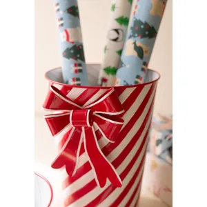 Set of 3 Painted Metal Striped Christmas Planters 3