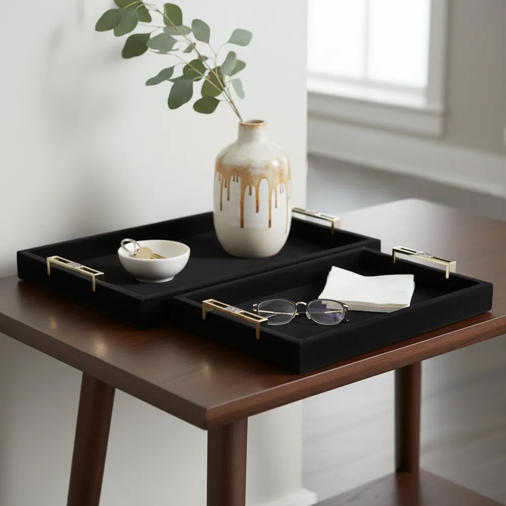 EASTONCREST SET OF 2 BLACK TRAY 3 (IN)