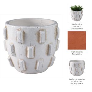 8X7" SCULPTURAL HOBNAIL PLANTER, WHITE 10