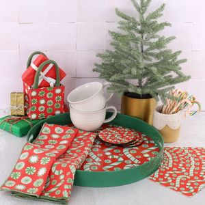 Candy Cane Joy Round Lacquer Serving Tray 4