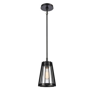 Open Louvers 6.75″ Wide 1-Light Mini Pendant - Matte Black