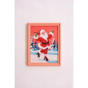 Framed Ice Skating Santa Painting 3