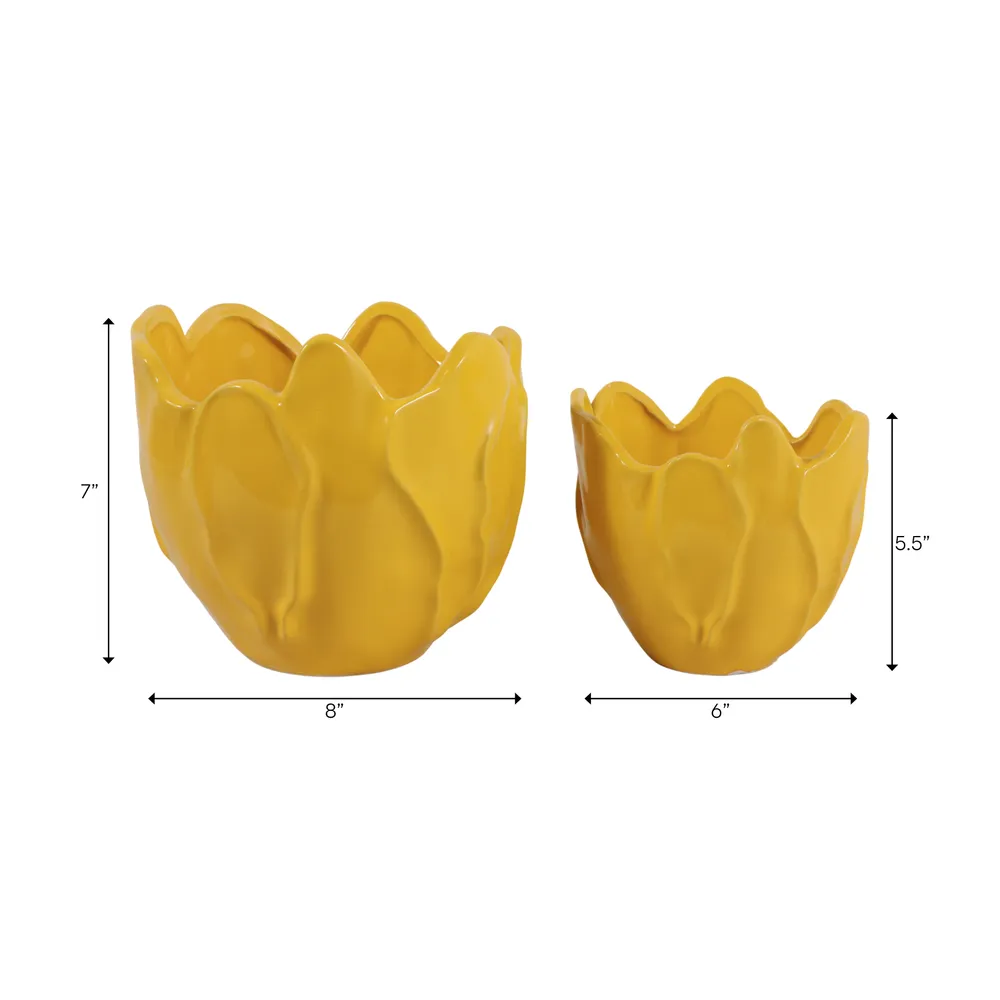 DRYDENRUN SET OF 2 YELLOW PLANTER 7 (IN)