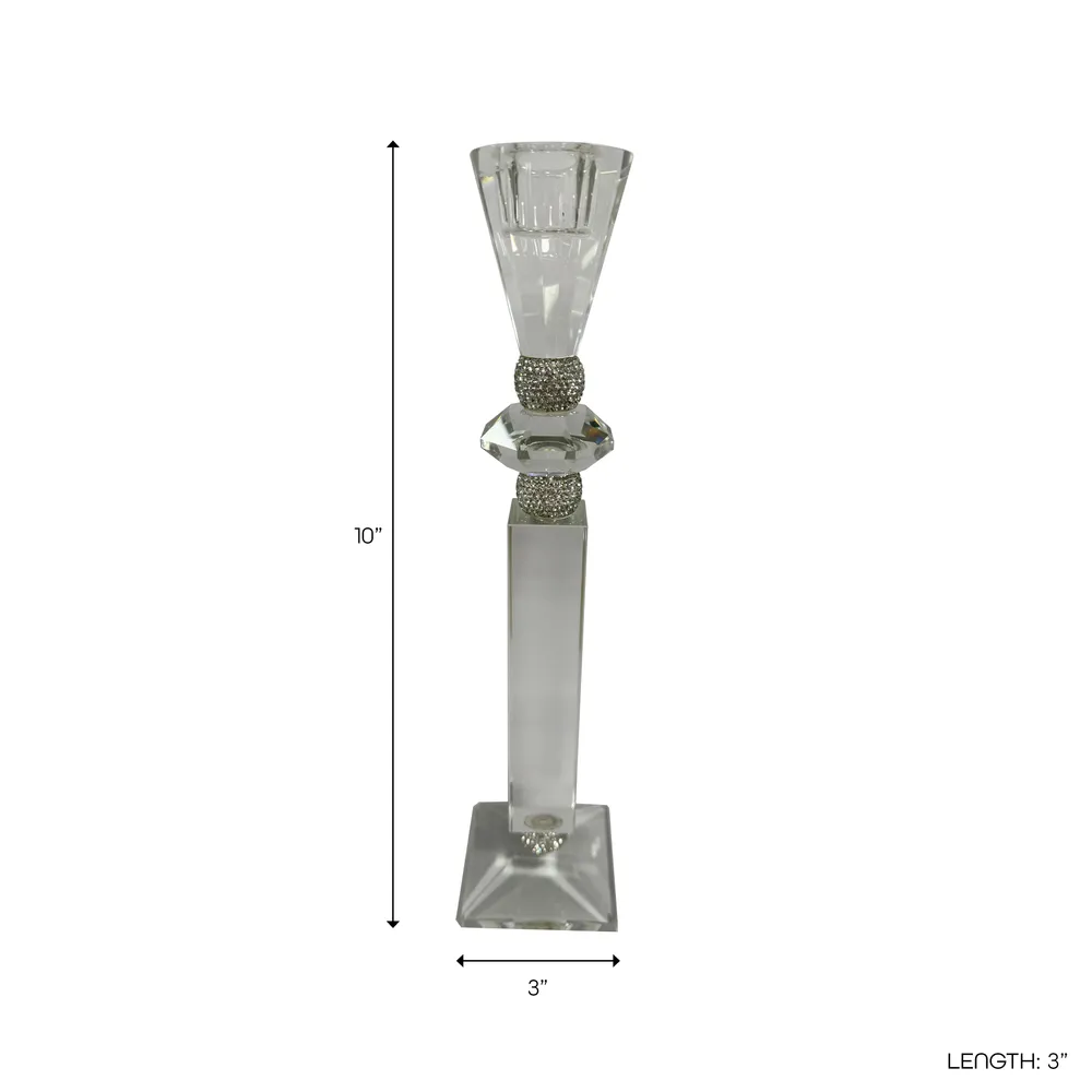 GRANLEYSHAW CLEAR CANDLE HOLDER 11 (IN)