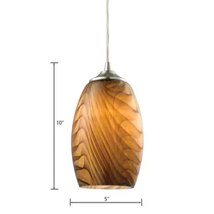Tidewaters 5'' Wide 1-Light Mini Pendant - Satin Nickel with Amber Glass 2