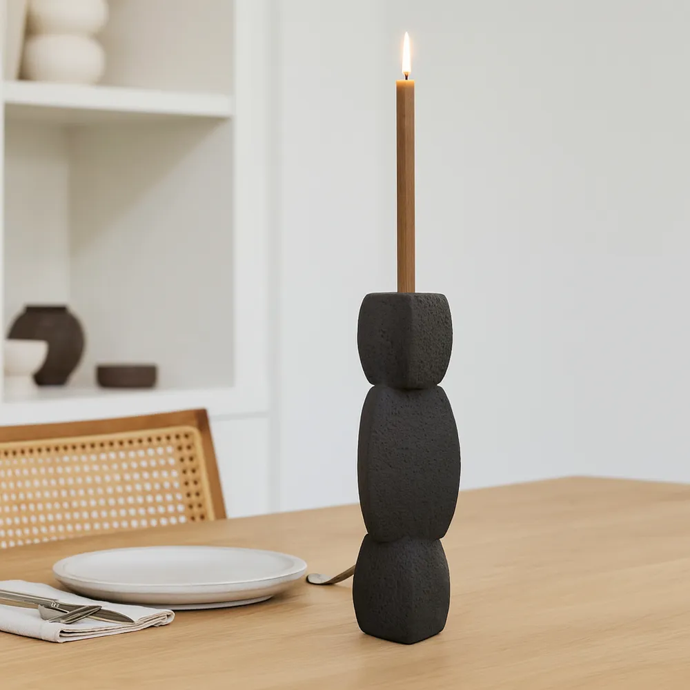 ENNISVALE BLACK CANDLE HOLDER 12 (IN)