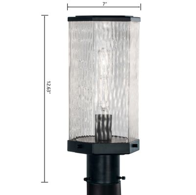Polygon 12.63″ High 1-Light Outdoor Post Light - Matte Black