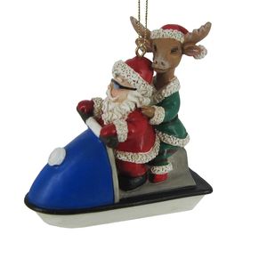 2.875" SANTA AND REINDEER BOAT ORNAMENT 1