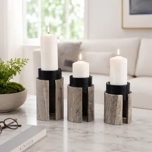 HAXTONCROSS SET OF 3 BLACK CANDLE HOLDER 9 (IN) 11