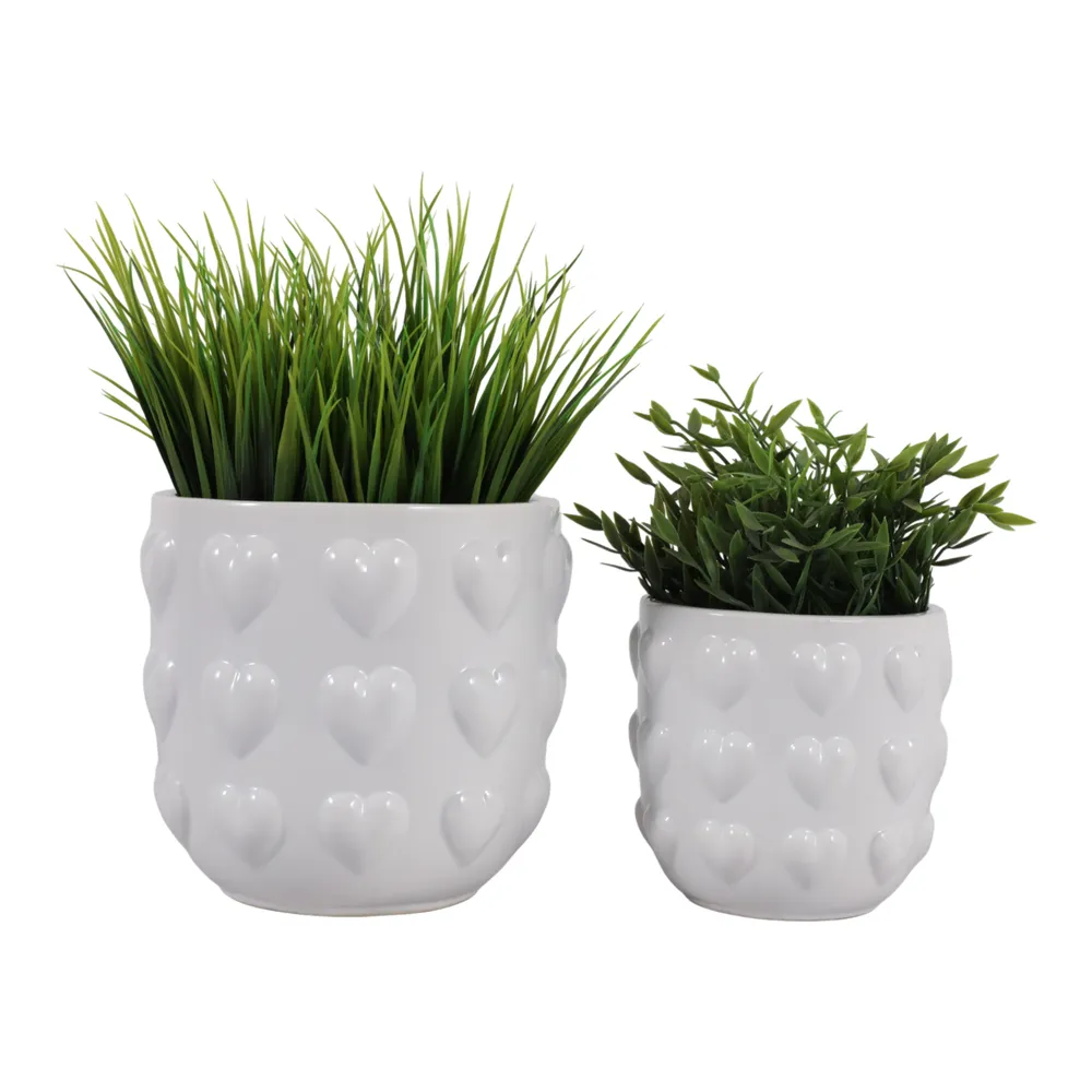 DRAPEROAK SET OF 2 WHITE PLANTER 7 (IN)