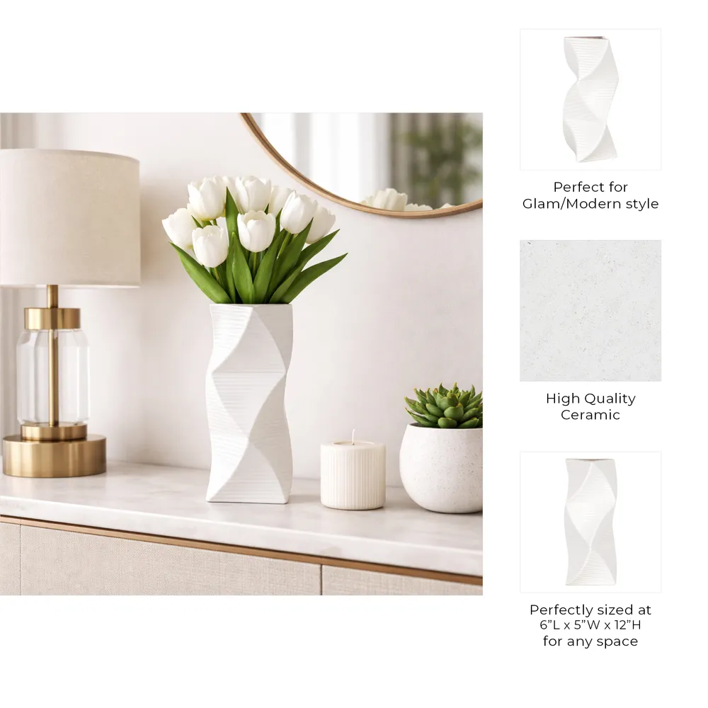 CASEYWAY WHITE VASE 12 (IN)