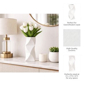 CASEYWAY WHITE VASE 12 (IN) 10
