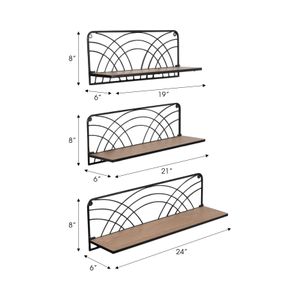 KIRAVIEW SET OF 3 BROWN WALL SHELF 8 (IN) 8