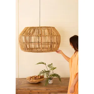 Large Round Bamboo Pendant Light 1