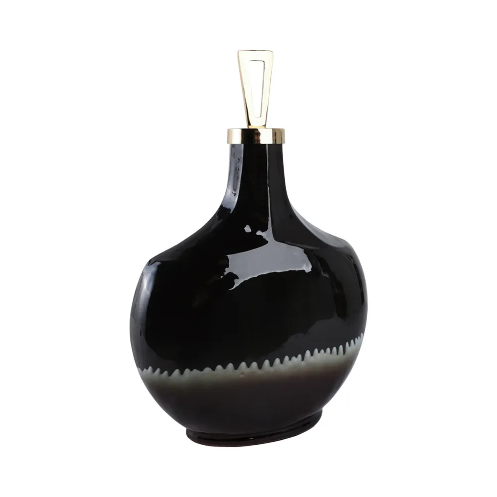 ELMONTGROVE BLACK GLASS VASE 20 (IN)