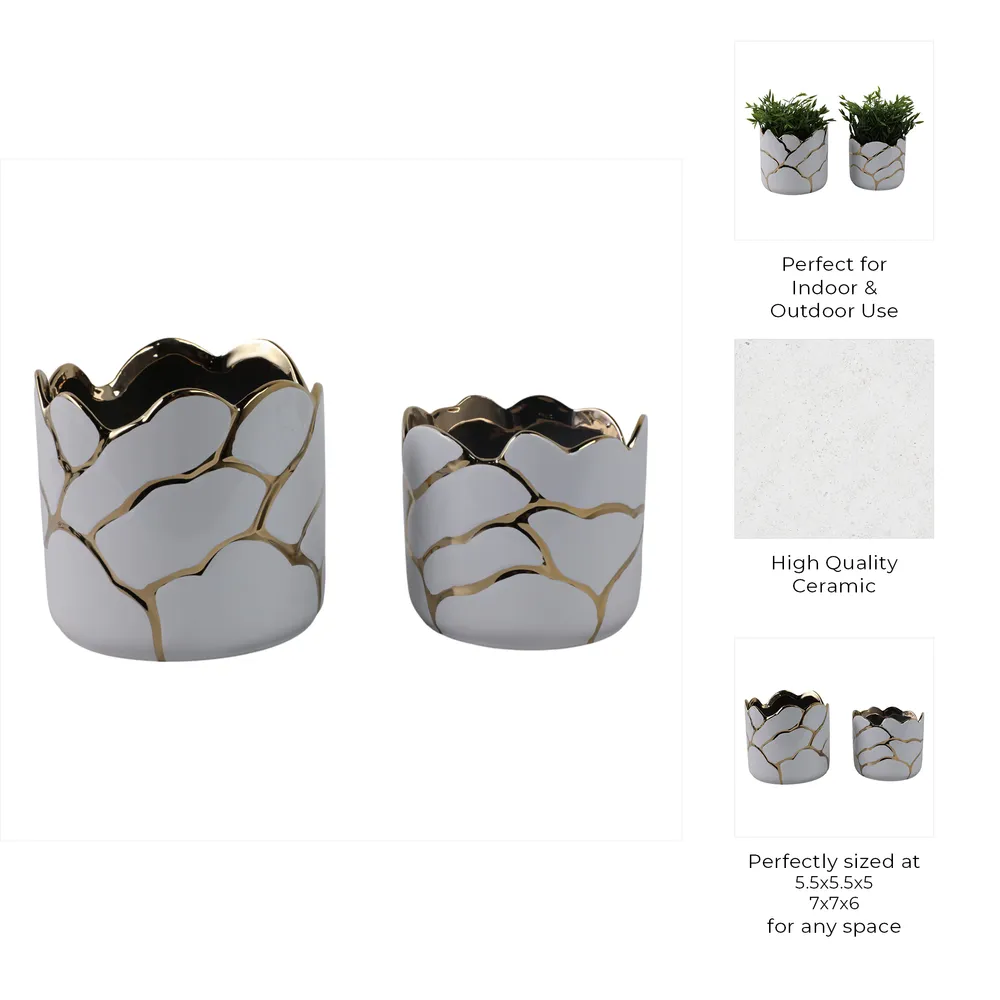 BRIGHTONROSE SET OF 2 WHITE PLANTER 7 (IN)