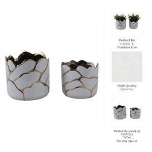 BRIGHTONROSE SET OF 2 WHITE PLANTER 7 (IN) 10