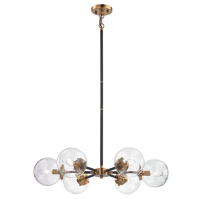 Boudreaux 28'' Wide 6-Light Chandelier - Matte Black with Antique Gold