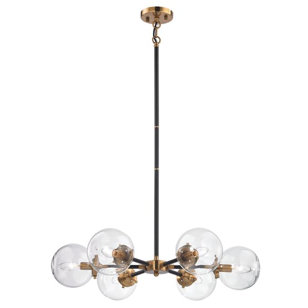Boudreaux 28'' Wide 6-Light Chandelier - Matte Black with Antique Gold
